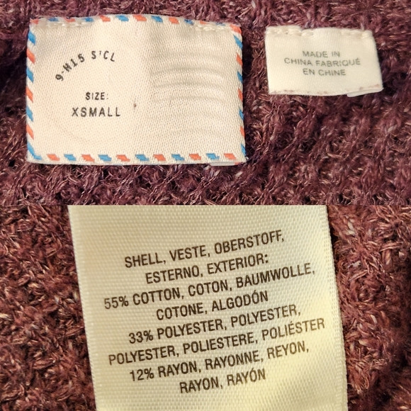 Anthropologie Postmark Cowl Neck Waffle Knit Swing Top Burgundy SZ XS - Picture 9 of 10